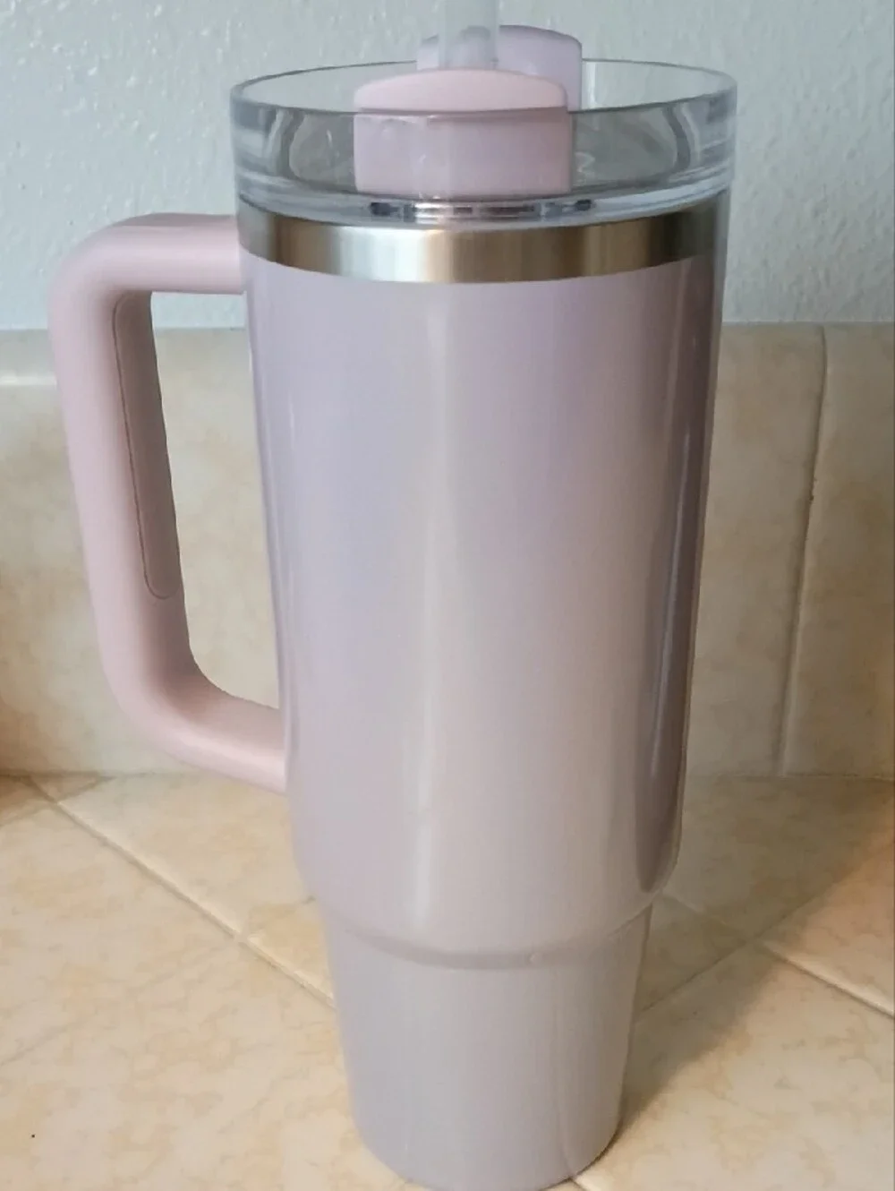Stanley Light Purple Travel Mug with Handle and Clear Button Lid - Picture 3 of 6